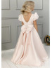 Blush Pink Satin V Back Flower Girl Dress